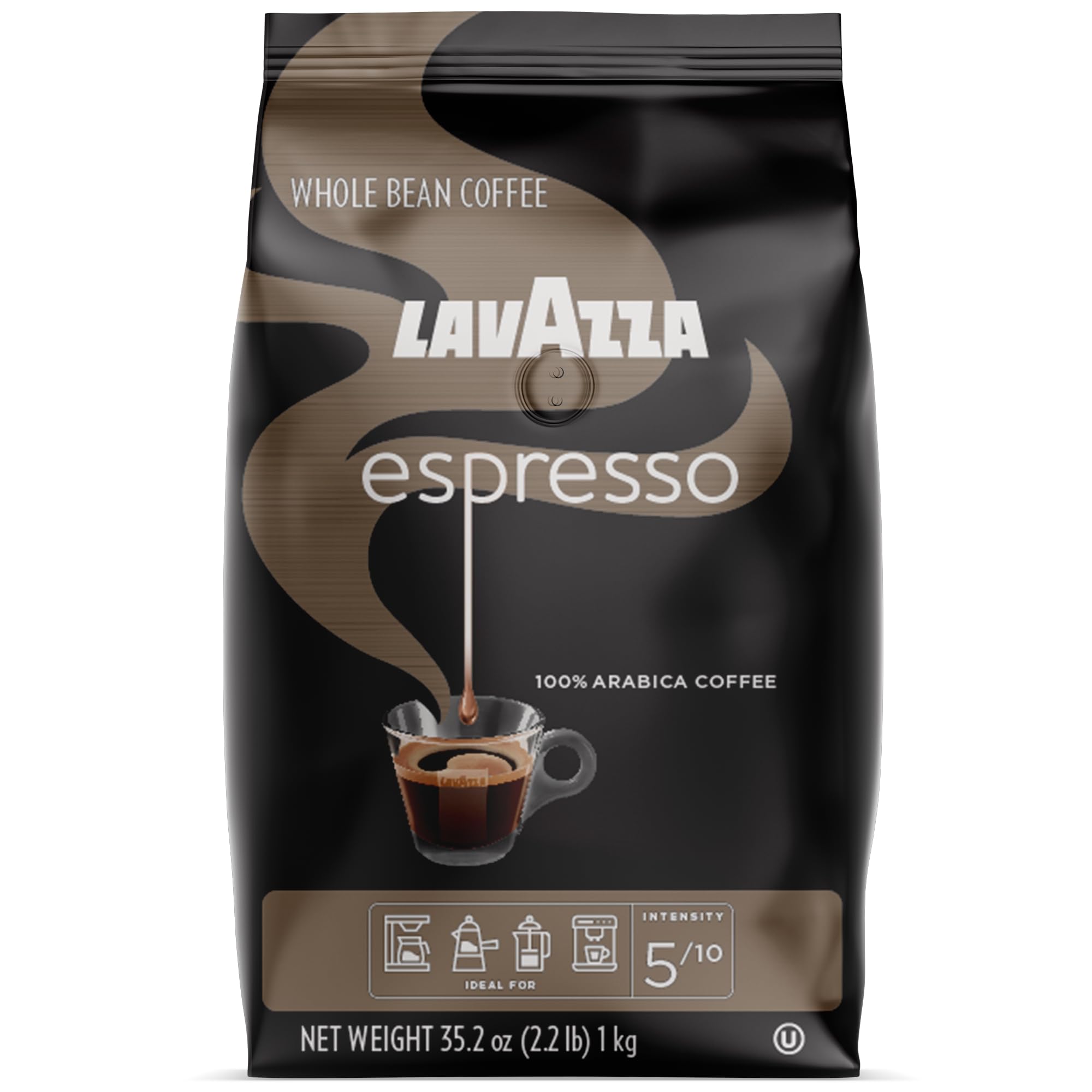 Lavazza Caffe Espresso 100% Premium Arabic Whole Bean Coffee (2.2 lbs) by L