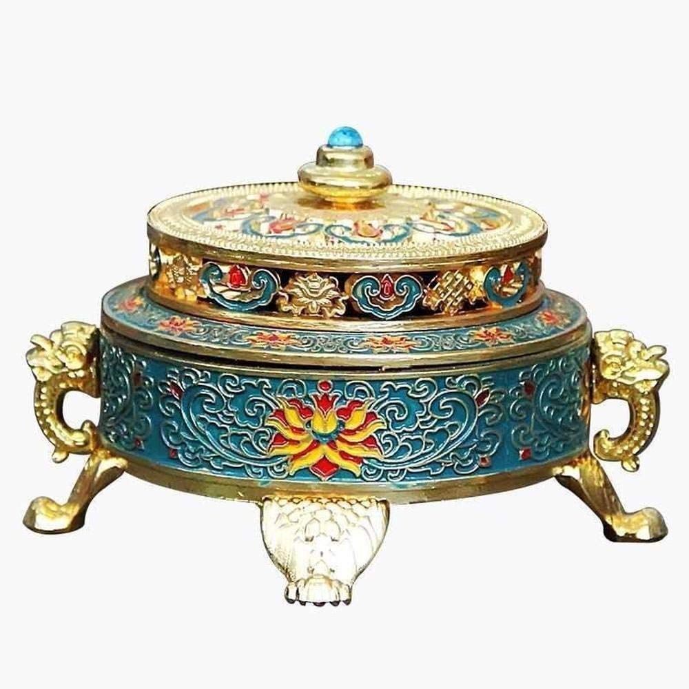 Incense Burner Pure Copper Enamel Painting Plate Aromatherapy Furnace Decor