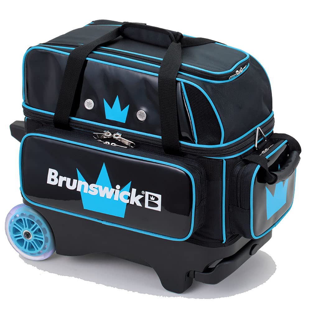 Brunswick BB155 ダブル ローラー バッグ ブランズウィック ボウリング ボウリング用品 ボーリング グッズ (黒ライトブルー)