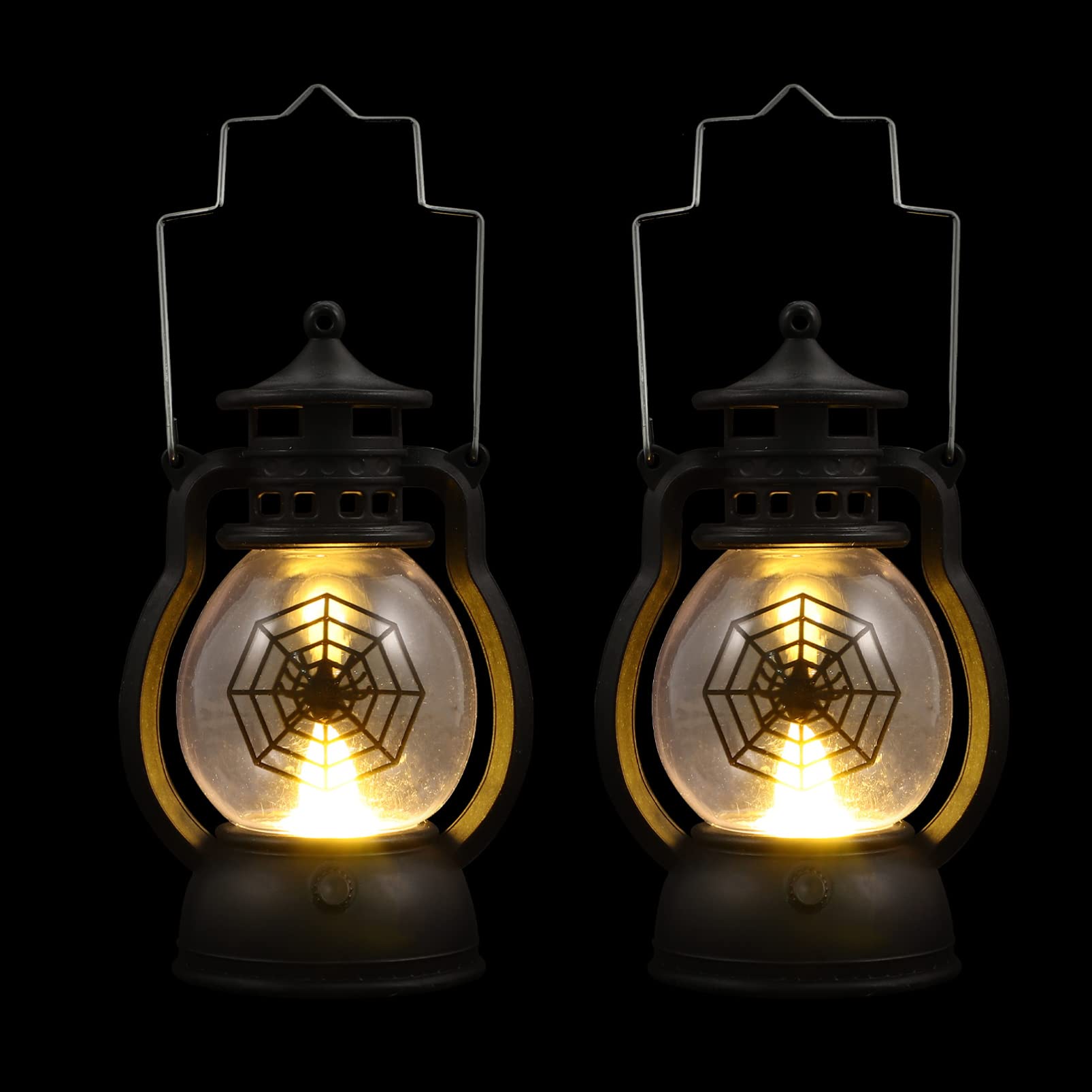 TOYMYTOY ハロウィン クモ ランタン ライト 2 個ヴィンテージ電気灯油オイル ランタン Led 電球チャンバー オイル ランプ緊急照明屋内屋