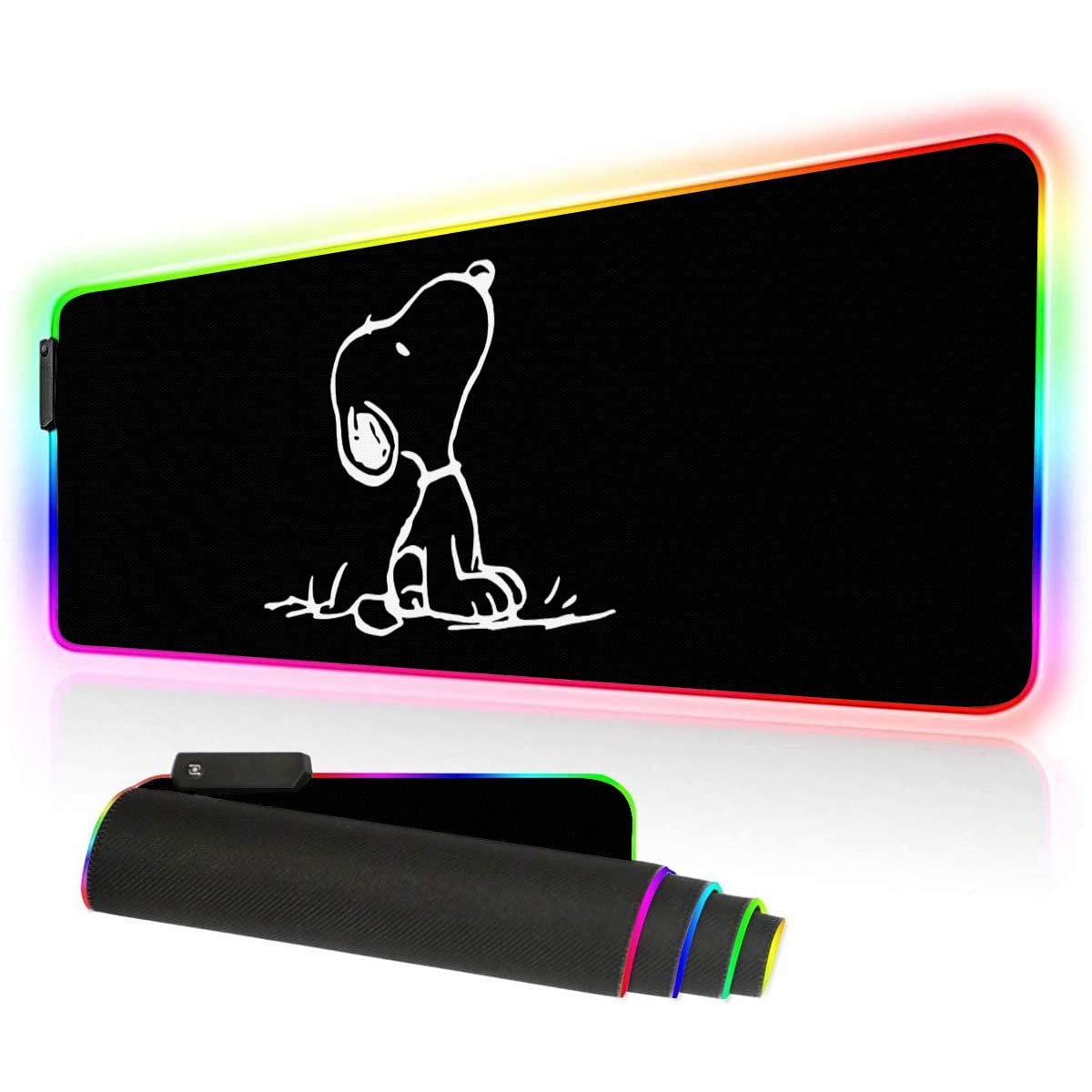 ゲーミングマウスパッド ピーナッツ スヌーピー デスクマット キーボードパッド マウスパッド 光学式 発光マウスパッド 大型 RGBモードカ